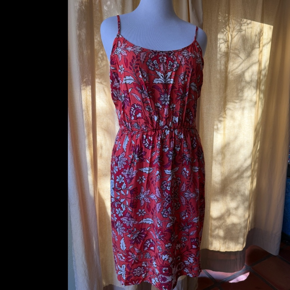 Old Navy Red and White Poplin Cami Sundress